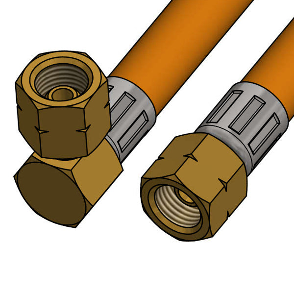 Gasslange 80cm med G1/4"LH vinklet omløber + G1/4"LH omløber