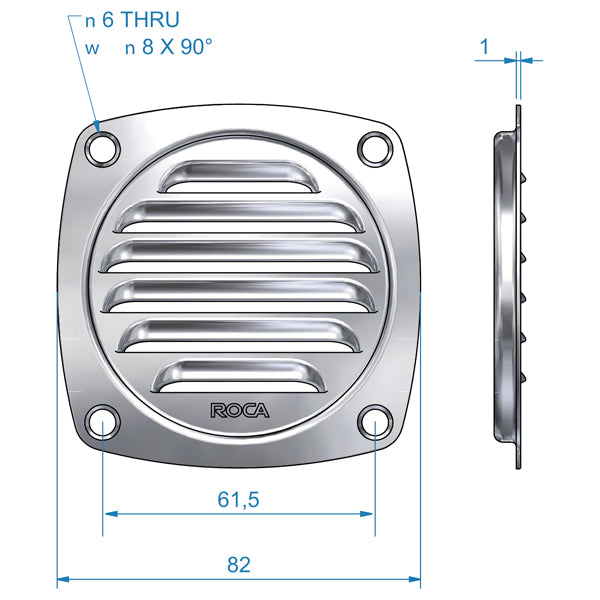 Roca ventilator 82x5mm AISI316