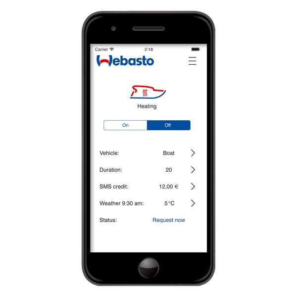 Webasto ThermoConnect TCon2 -app styring