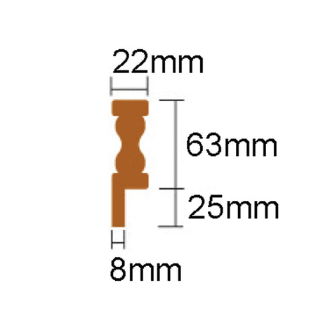 Roca hyldekant med L-profil L198cm