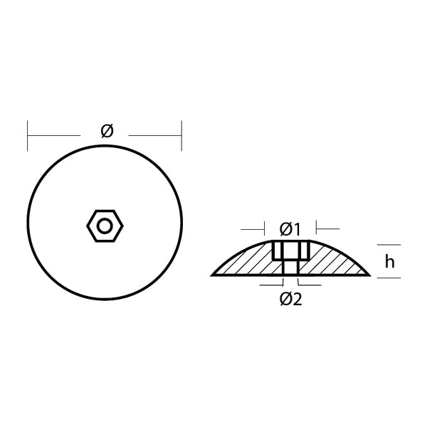 Tecnoseal Alu tallerken anode sæt Ø72mm 150g