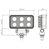 1852 dækslys 10-30Vdc, 9W Osram LED, Spot 753lm, 112x62x38mm