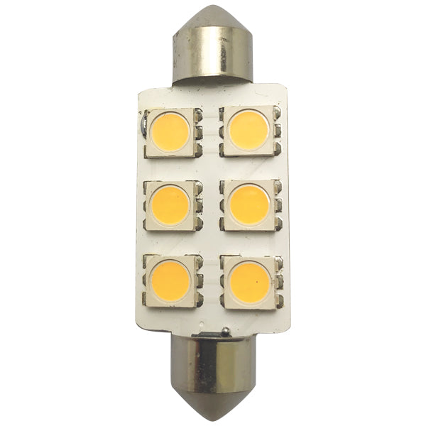 1852 LED pinolpære 42mm 10-36vdc 1,2/10W - 2 pak