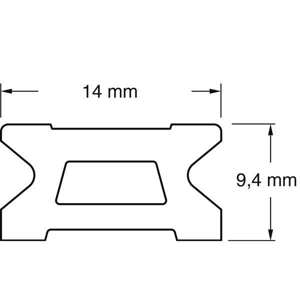 Ronstan Skødeskinne 14mm 2m serie 14