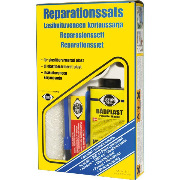 Plastic Padding Reparationssæt 250ml 20 x 90cm glasfibervæv